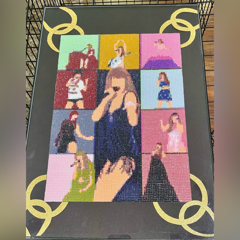 Framed Finished Diamond Art Taylor Swift Painting, Size 13 X 19 In.